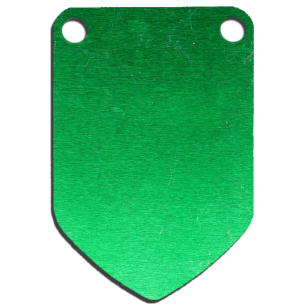 Green Shield Metal Tag.
