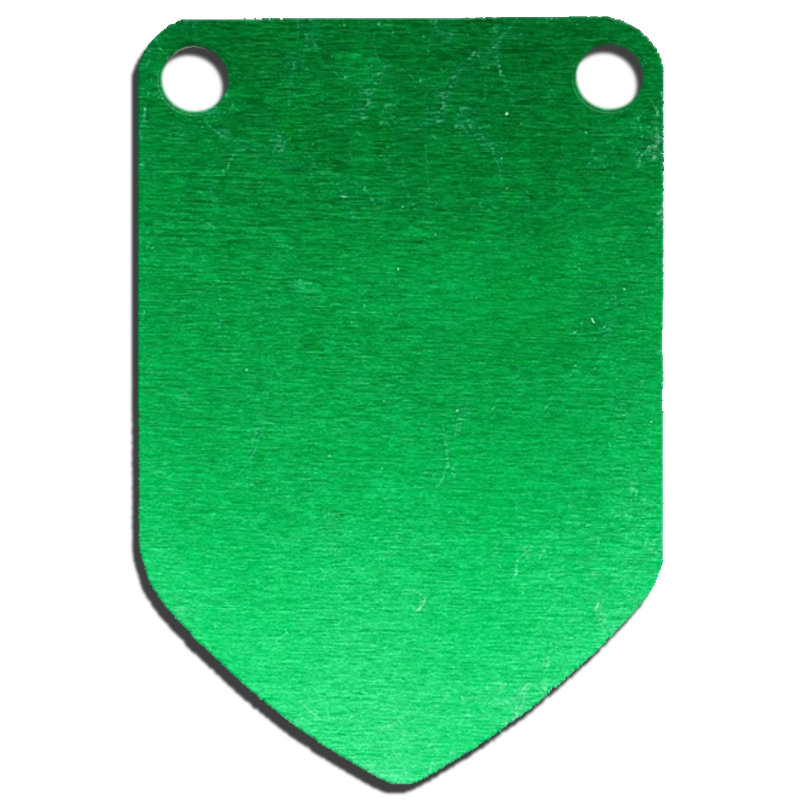 Green Shield Metal Tag.