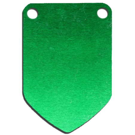 Green Shield Metal Tag.